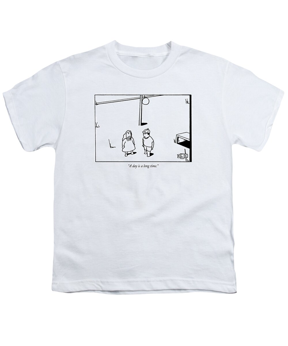 
(two Children Talking In Playground)
Children Youth T-Shirt featuring the drawing A Day Is A Long Time by Bruce Eric Kaplan