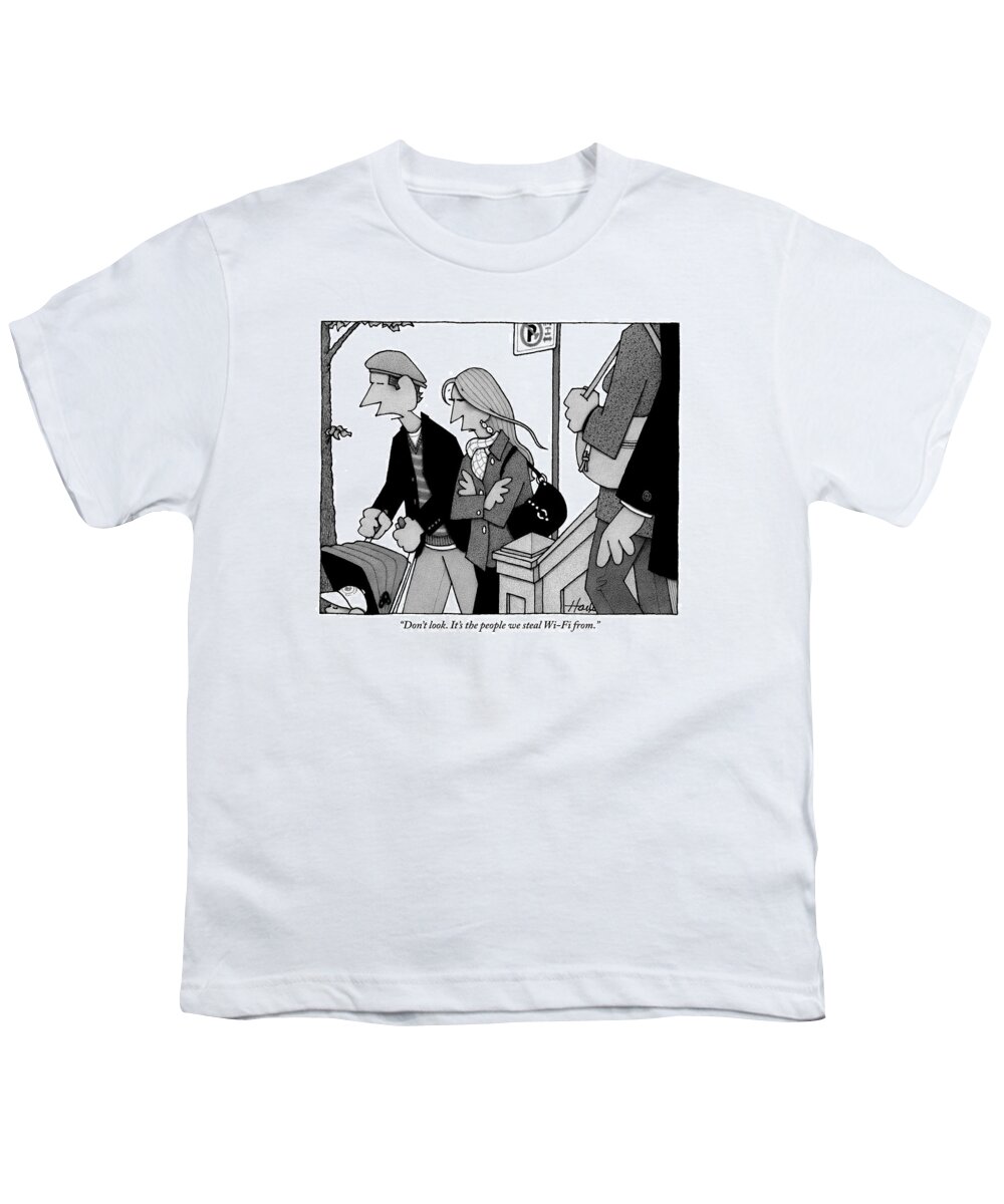 Steal Youth T-Shirt featuring the drawing A Family Walks By Another Family And Avoids Them by William Haefeli