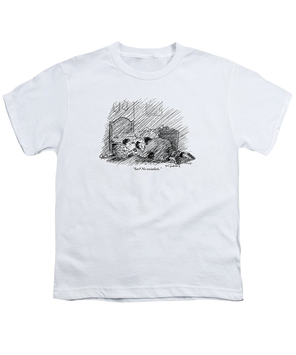 Monsters Youth T-Shirt featuring the drawing A Father And His Son Are Seen Looking by Mike Twohy