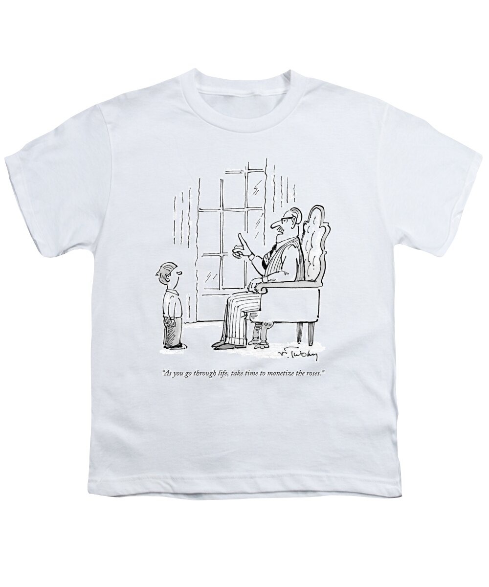 Parenting Youth T-Shirt featuring the drawing A Father Speaks To His Son by Mike Twohy