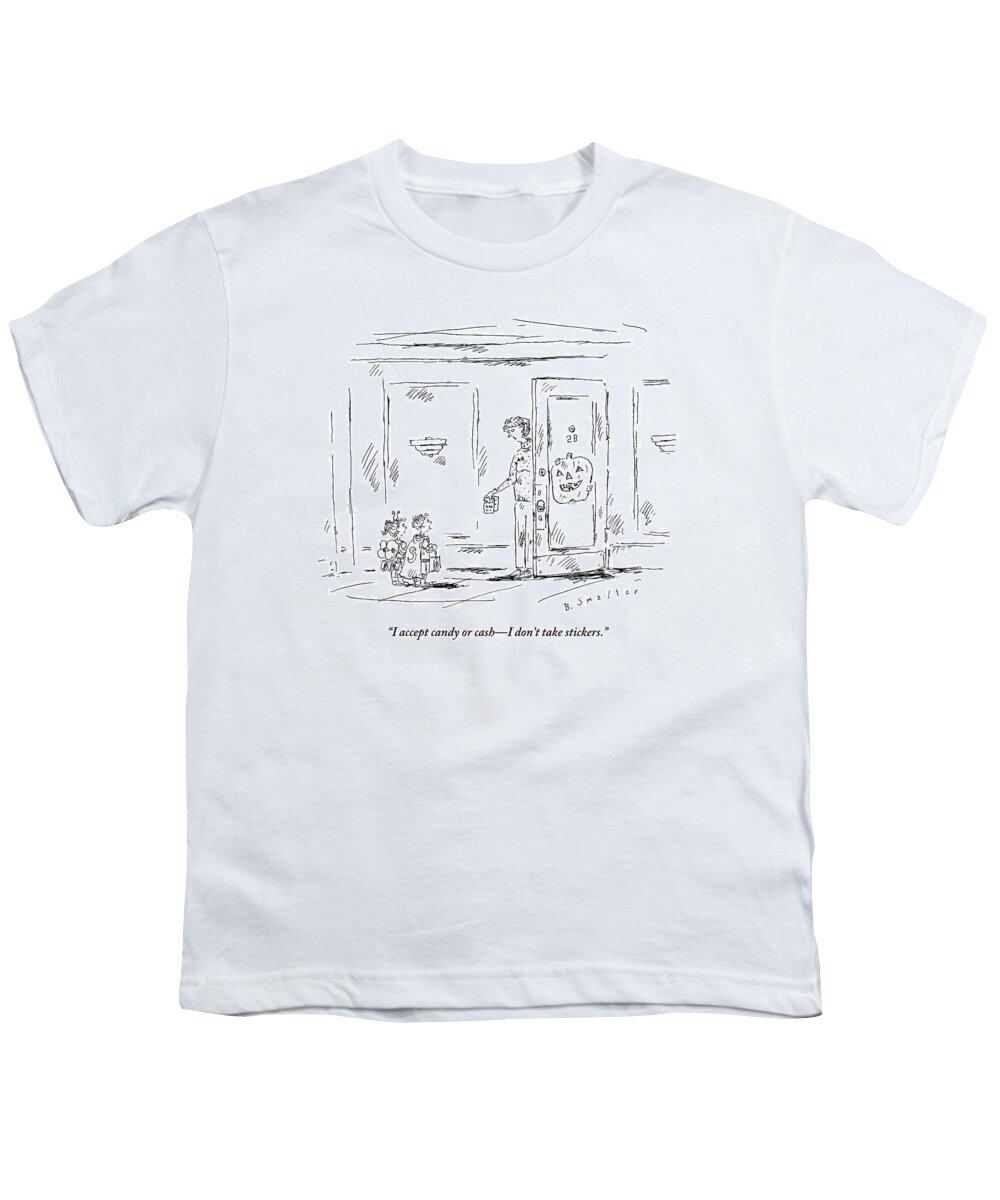 Halloween Youth T-Shirt featuring the drawing A Little Boy And Little Girl by Barbara Smaller