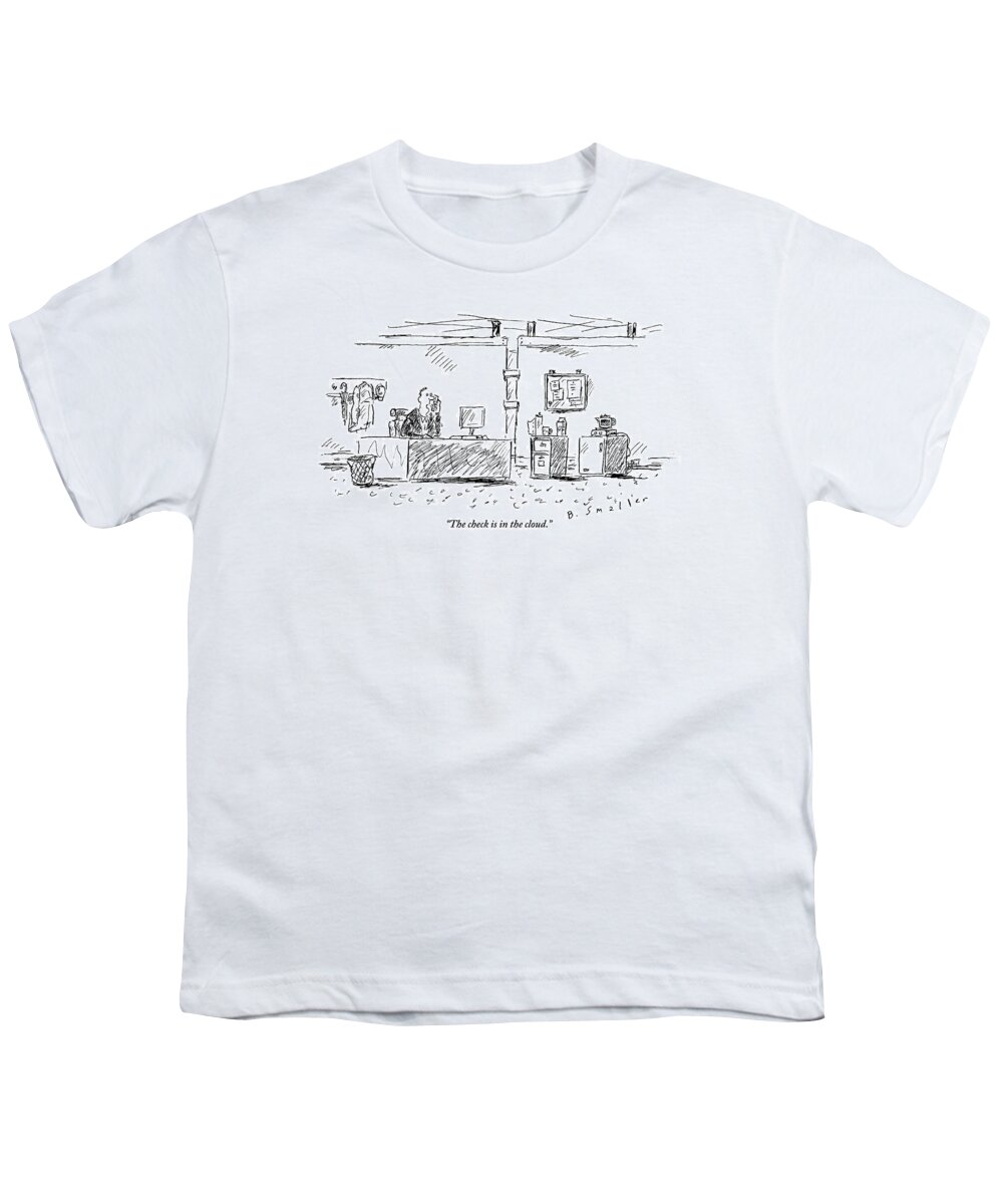 Computers Youth T-Shirt featuring the drawing A Man In An Office by Barbara Smaller