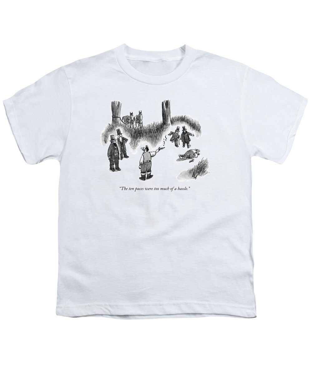 Duel Youth T-Shirt featuring the drawing A Man Prematurely Shoots His Duel Opponent by Frank Cotham