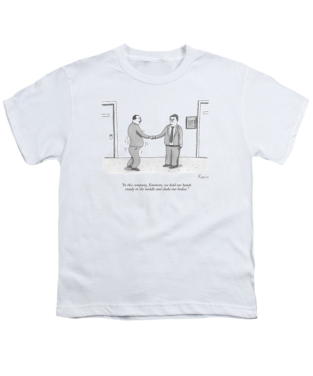 Shaking Hands Youth T-Shirt featuring the drawing A Man Shakes His Body While Shaking Hands by Zachary Kanin