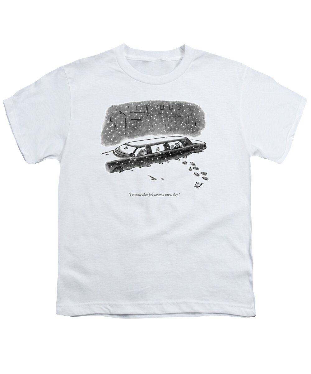 Limo Youth T-Shirt featuring the drawing A Man Sits In The Backseat Of A Driverless by Frank Cotham