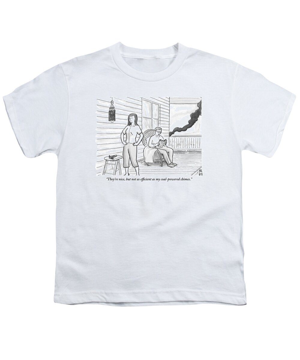 Porch Youth T-Shirt featuring the drawing A Man Sits On The Porch by Paul Noth