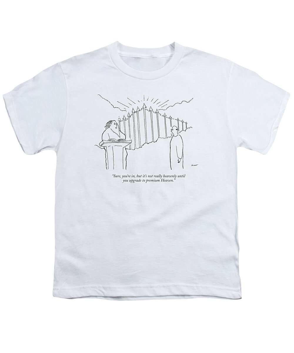 St. Peter Youth T-Shirt featuring the drawing A Man Stands Outside Of Heaven's Gates. St. Peter by Michael Shaw