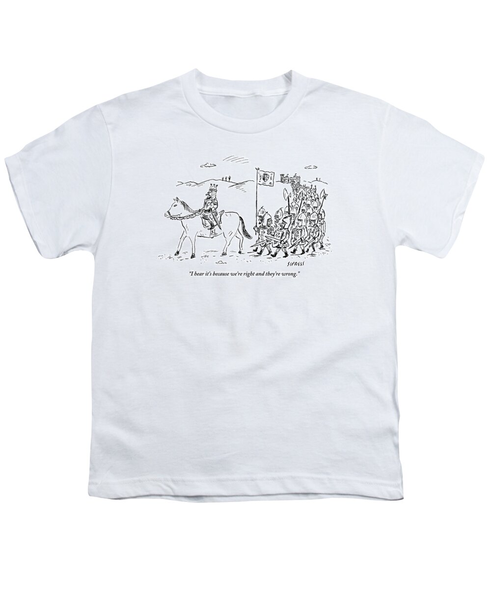 Medieval Youth T-Shirt featuring the drawing A Medieval Army Leaves A Castle On Foot Led by David Sipress