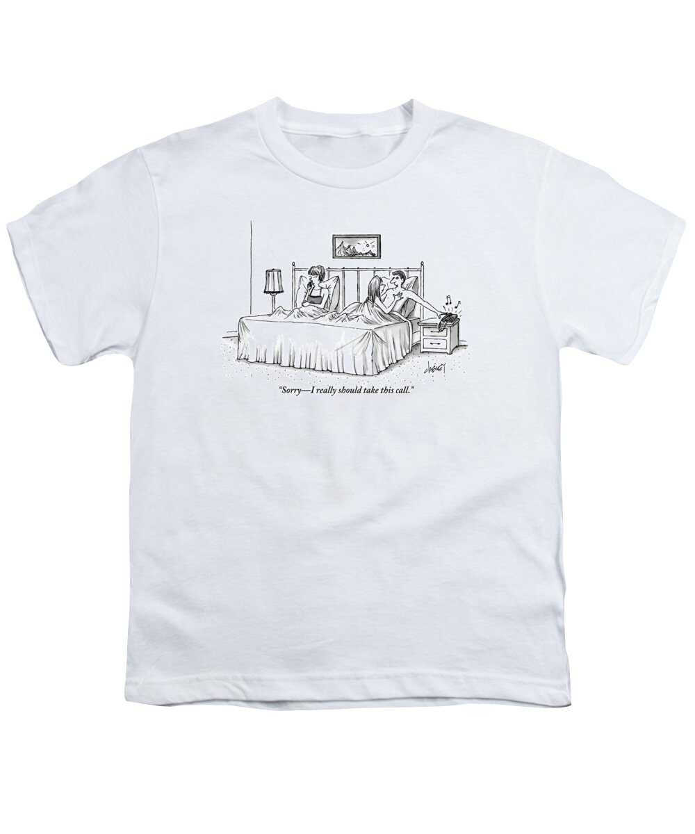 Naked Youth T-Shirt featuring the drawing A Naked Man With A Naked Woman Resting by Tom Cheney