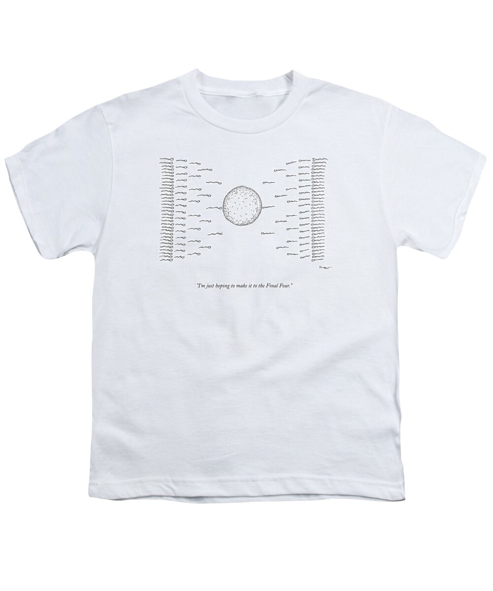 March Madness Youth T-Shirt featuring the drawing A Number Of Sperms Approach An Egg In The Shape by Michael Shaw