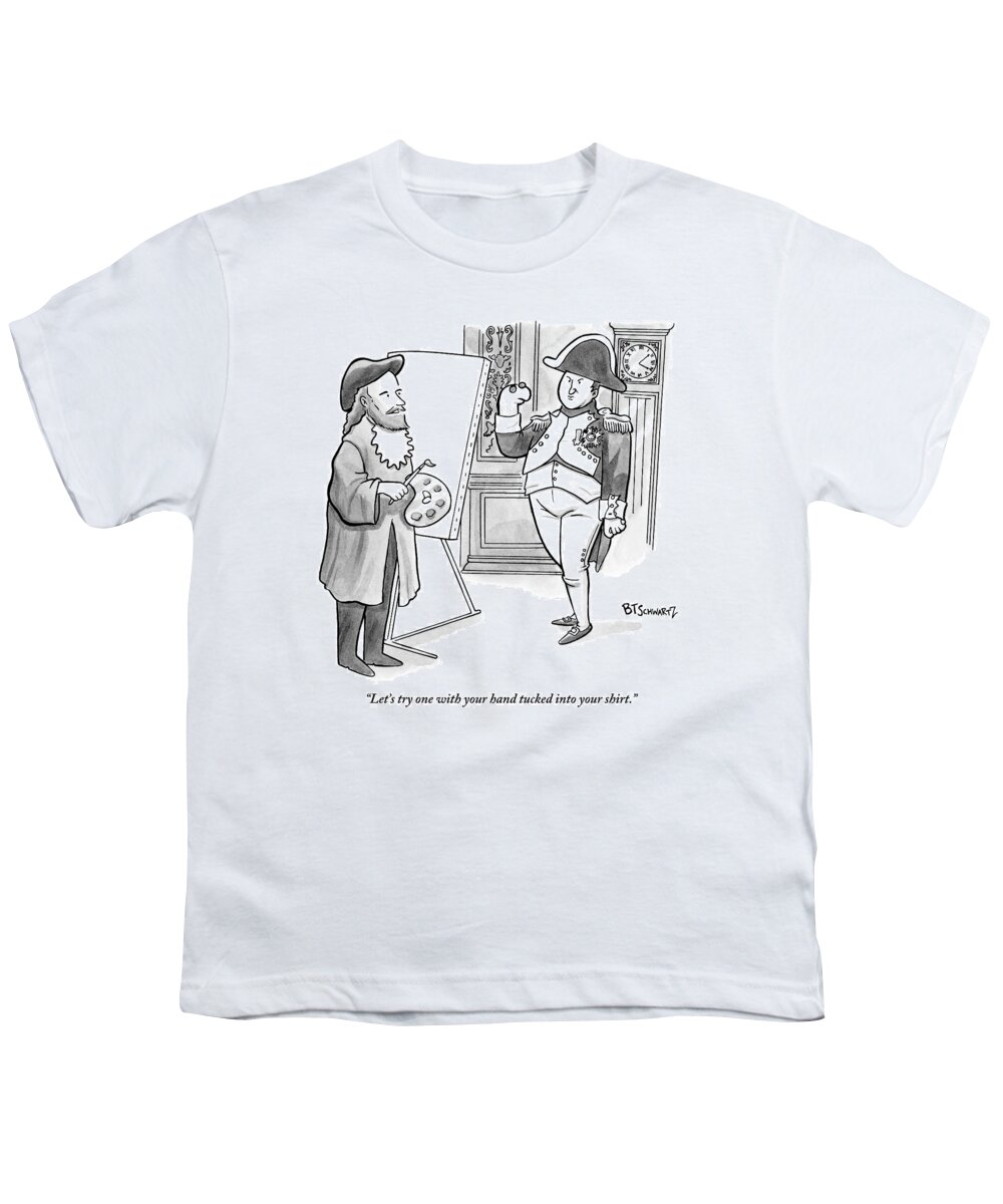 Napoleon Youth T-Shirt featuring the drawing A Painter Is Getting Ready To Paint A Portrait by Benjamin Schwartz