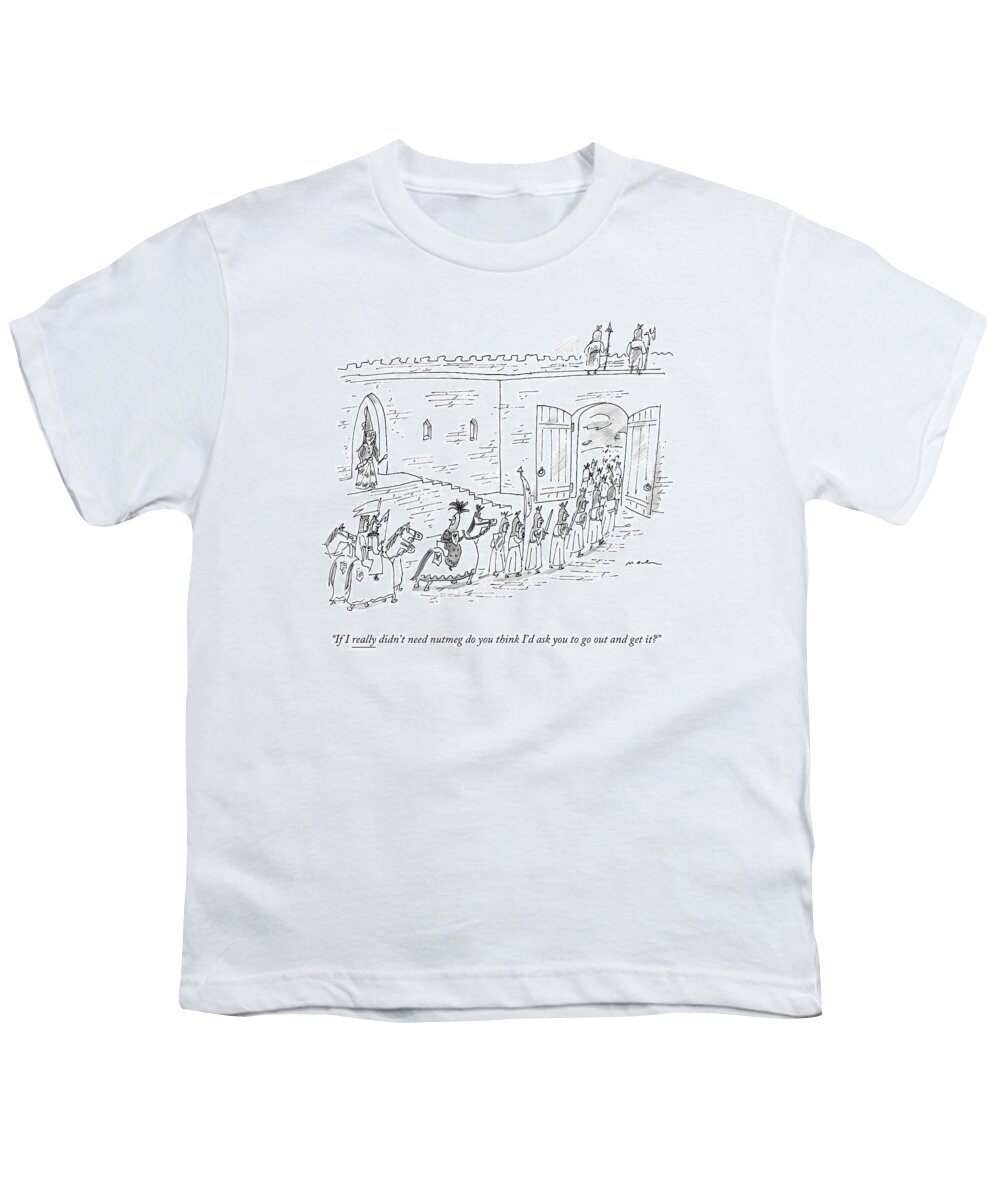 Army Youth T-Shirt featuring the drawing A Queen Calls Out To The King by Michael Maslin