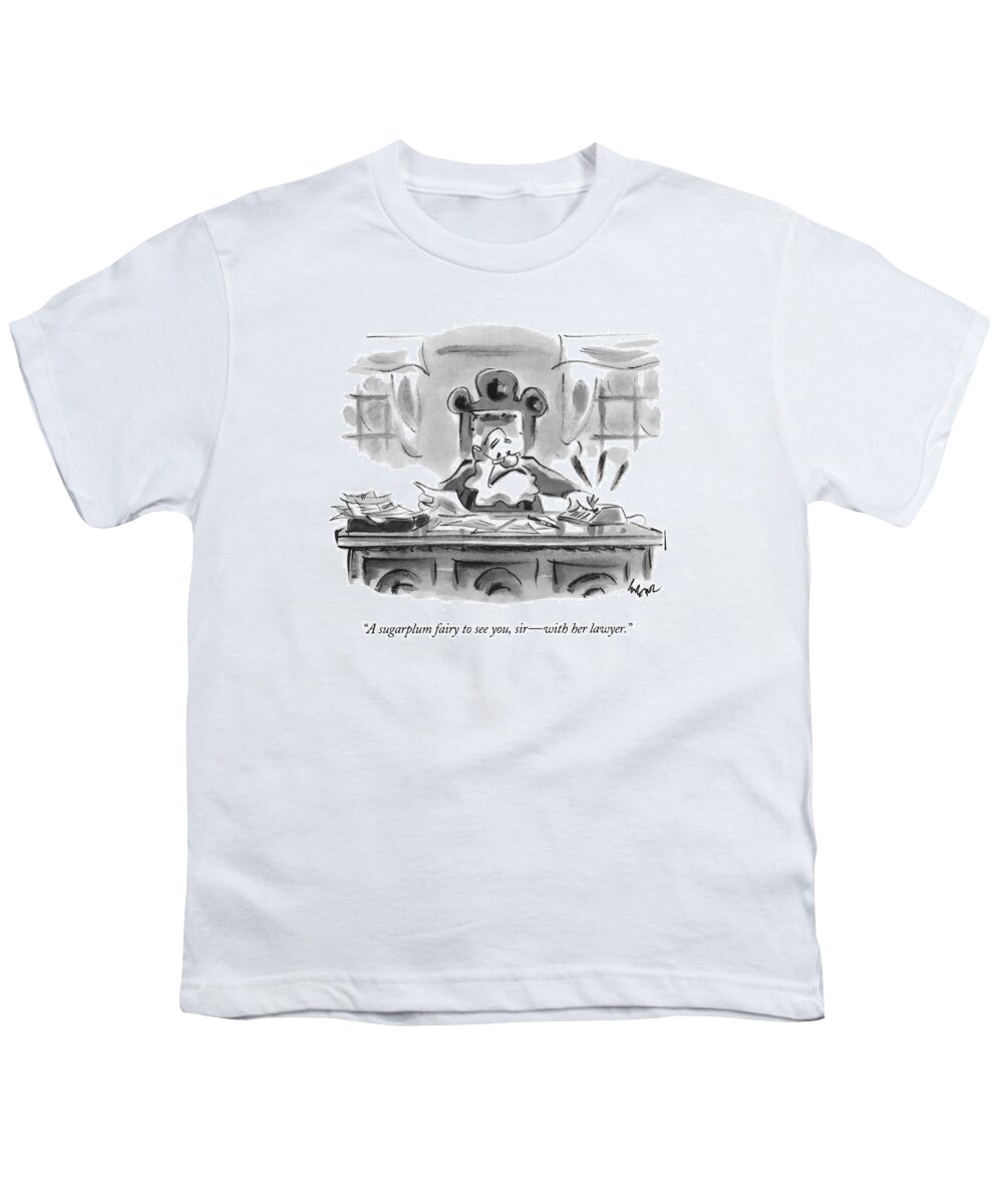 
(santa Claus At His Desk At North Pole Gets Message Over His Intercom)
Holidays Youth T-Shirt featuring the drawing A Sugarplum Fairy To See by Lee Lorenz
