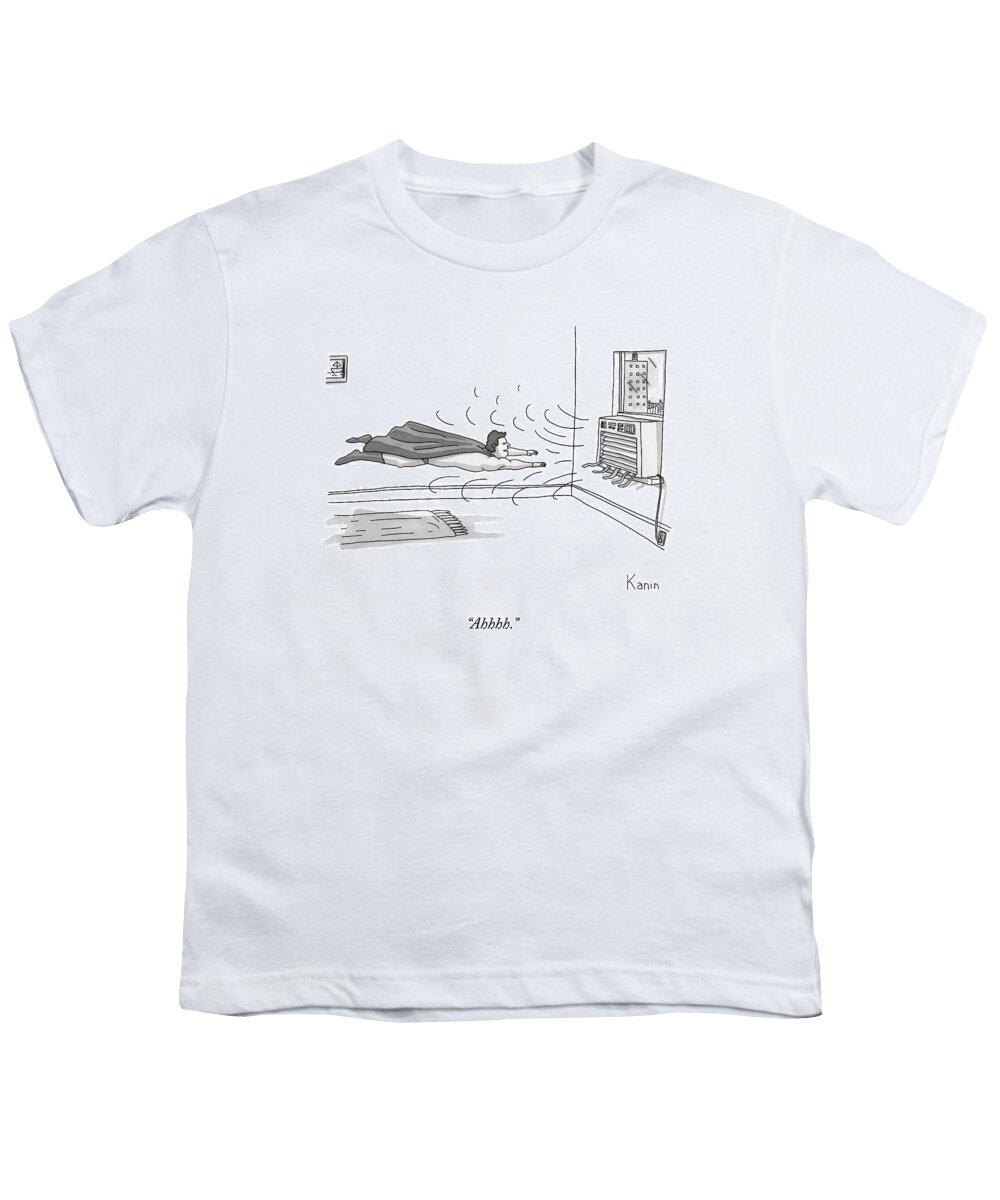 Hero Youth T-Shirt featuring the drawing A Superhero Flies In Front Of An Air Conditioner by Zachary Kanin