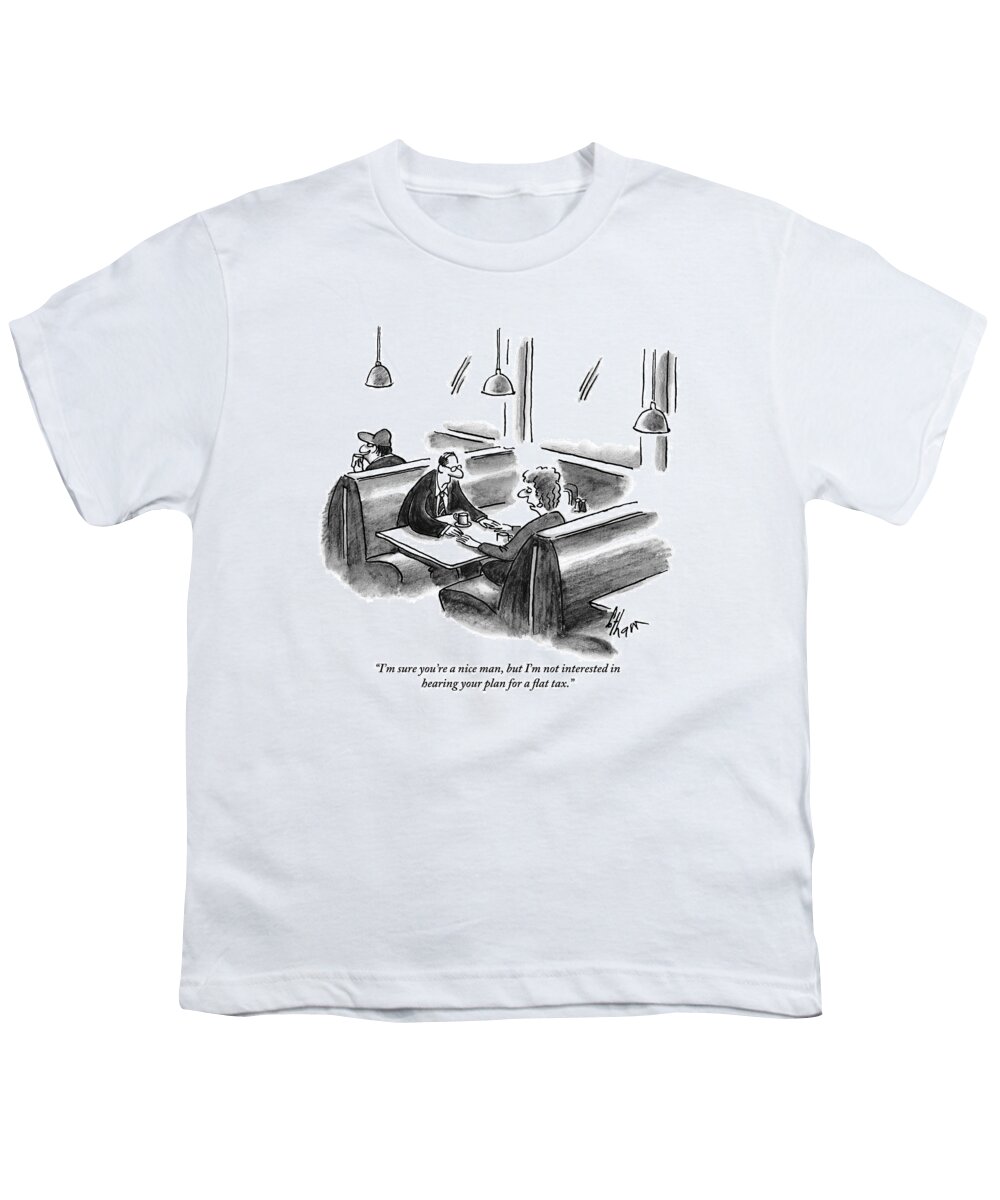 Taxes Youth T-Shirt featuring the drawing A Woman And Man Hold Hands Across The Table by Frank Cotham