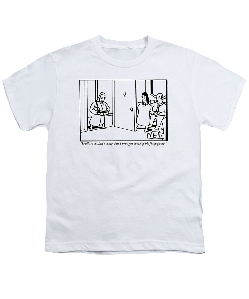 Writers Youth T-Shirt featuring the drawing A Woman Is Seen Standing At A Couple's Door by Bruce Eric Kaplan
