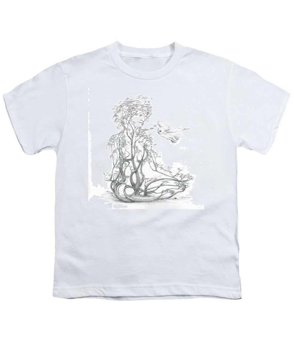 Tree Dancer Youth T-Shirt featuring the drawing A Word to the Wise by Mark Johnson