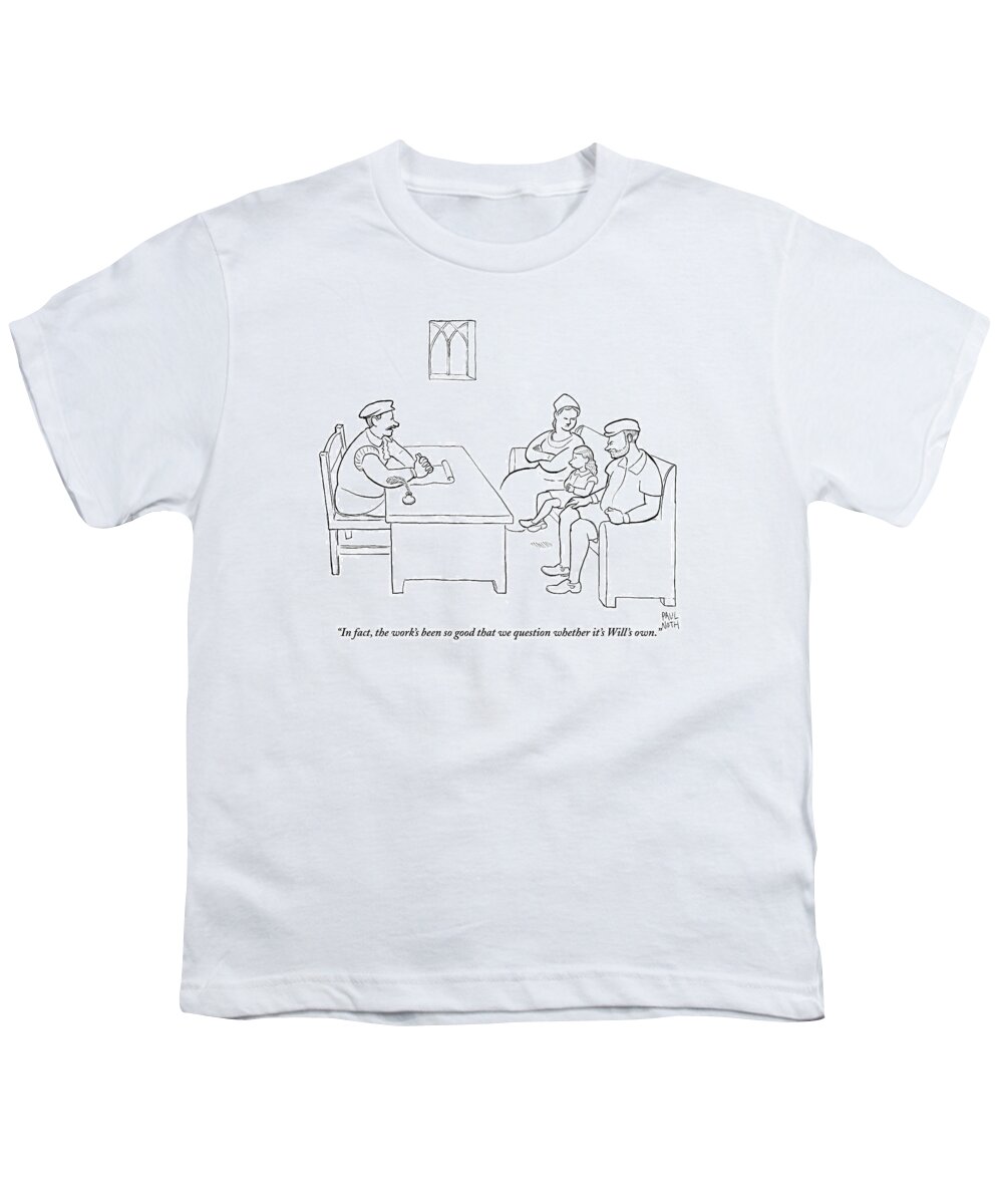Copy Youth T-Shirt featuring the drawing A Young William Shakespeare Is Questioned by Paul Noth