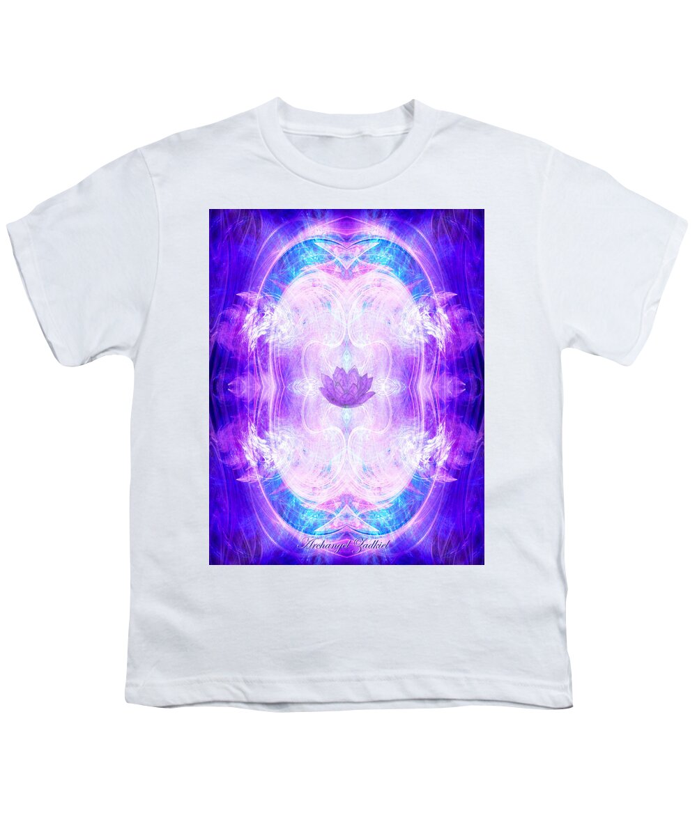 Zadkiel Youth T-Shirt featuring the digital art Archangel Zadkiel by Diana Haronis