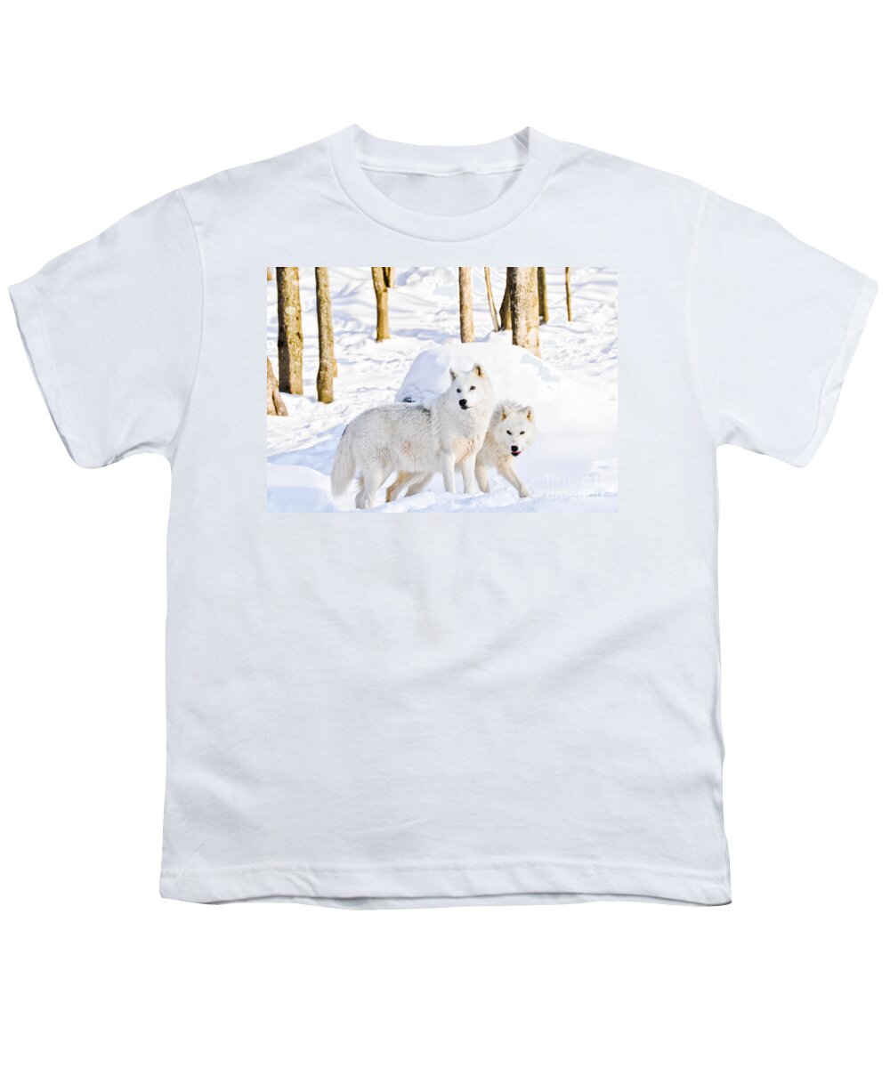Arctic Wolves Youth T-Shirt featuring the photograph Arctic Wolves by Cheryl Baxter