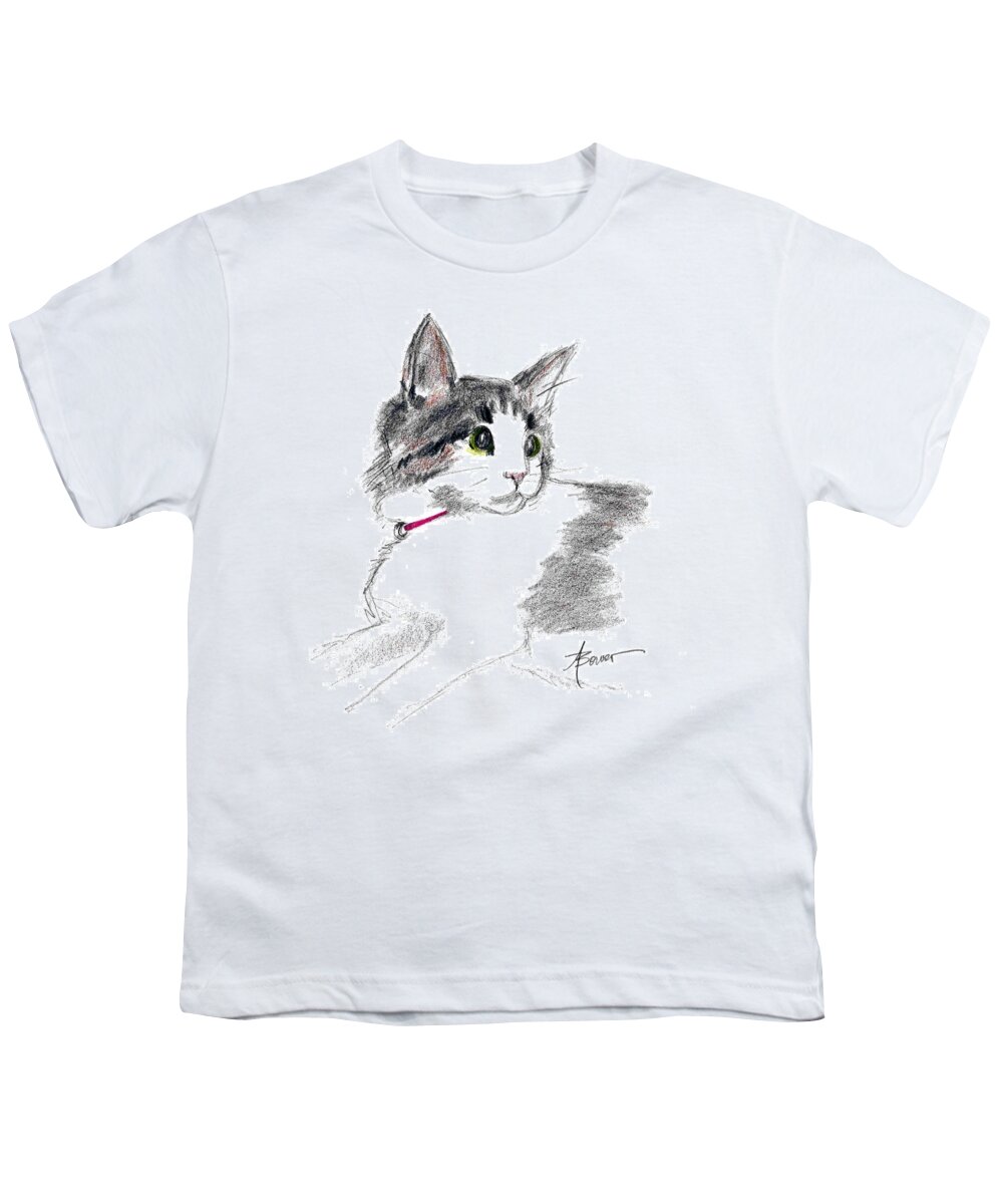 Kitten Youth T-Shirt featuring the painting Baby Kitten by Adele Bower