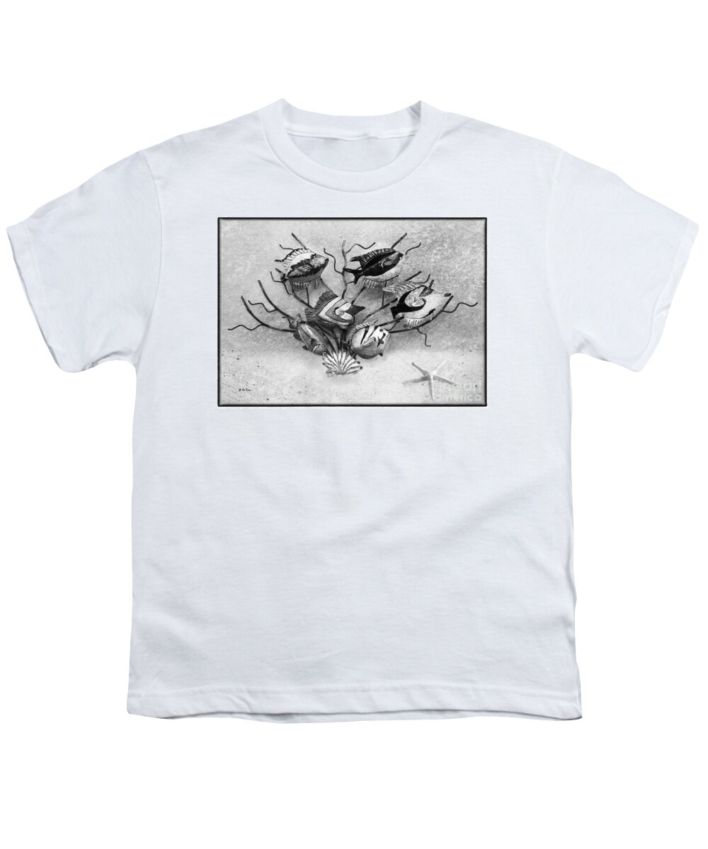 Tropical Fish Youth T-Shirt featuring the photograph Black and White Fish 2 by Betty LaRue