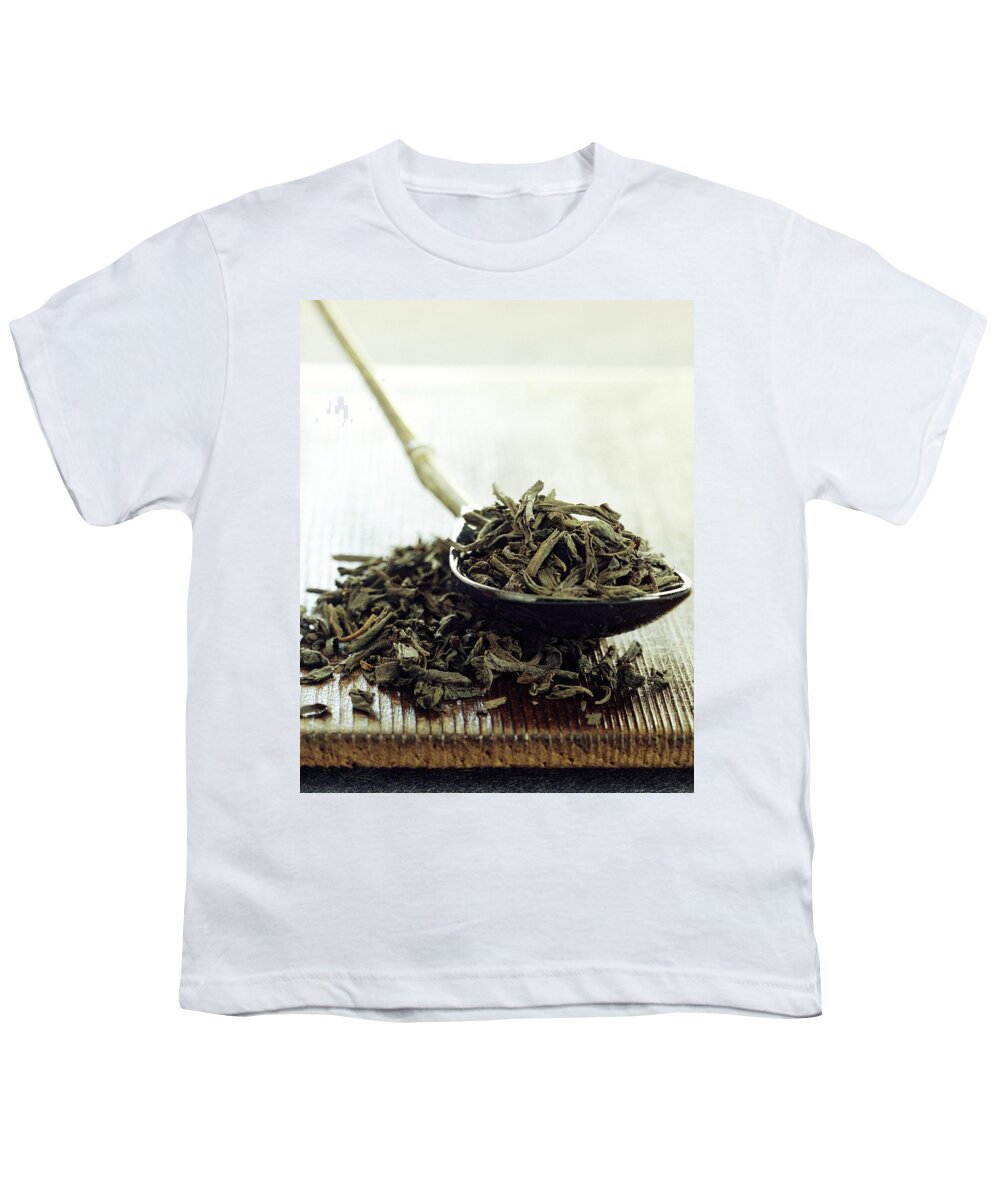 Beverage Youth T-Shirt featuring the photograph Black Tea Leaves by Romulo Yanes