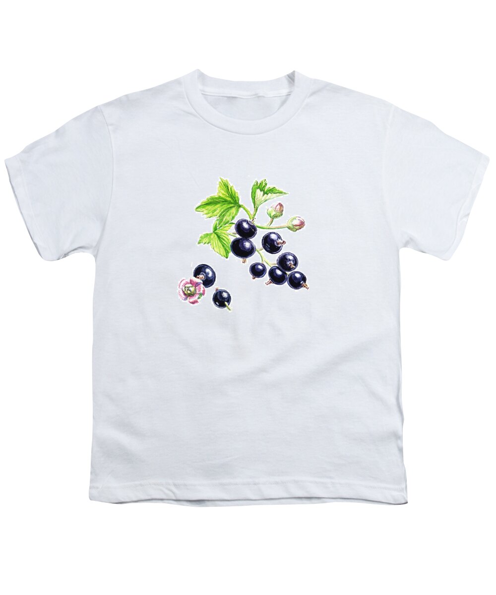 Blackcurrant Youth T-Shirt featuring the painting Blackcurrant Botanical Study by Irina Sztukowski