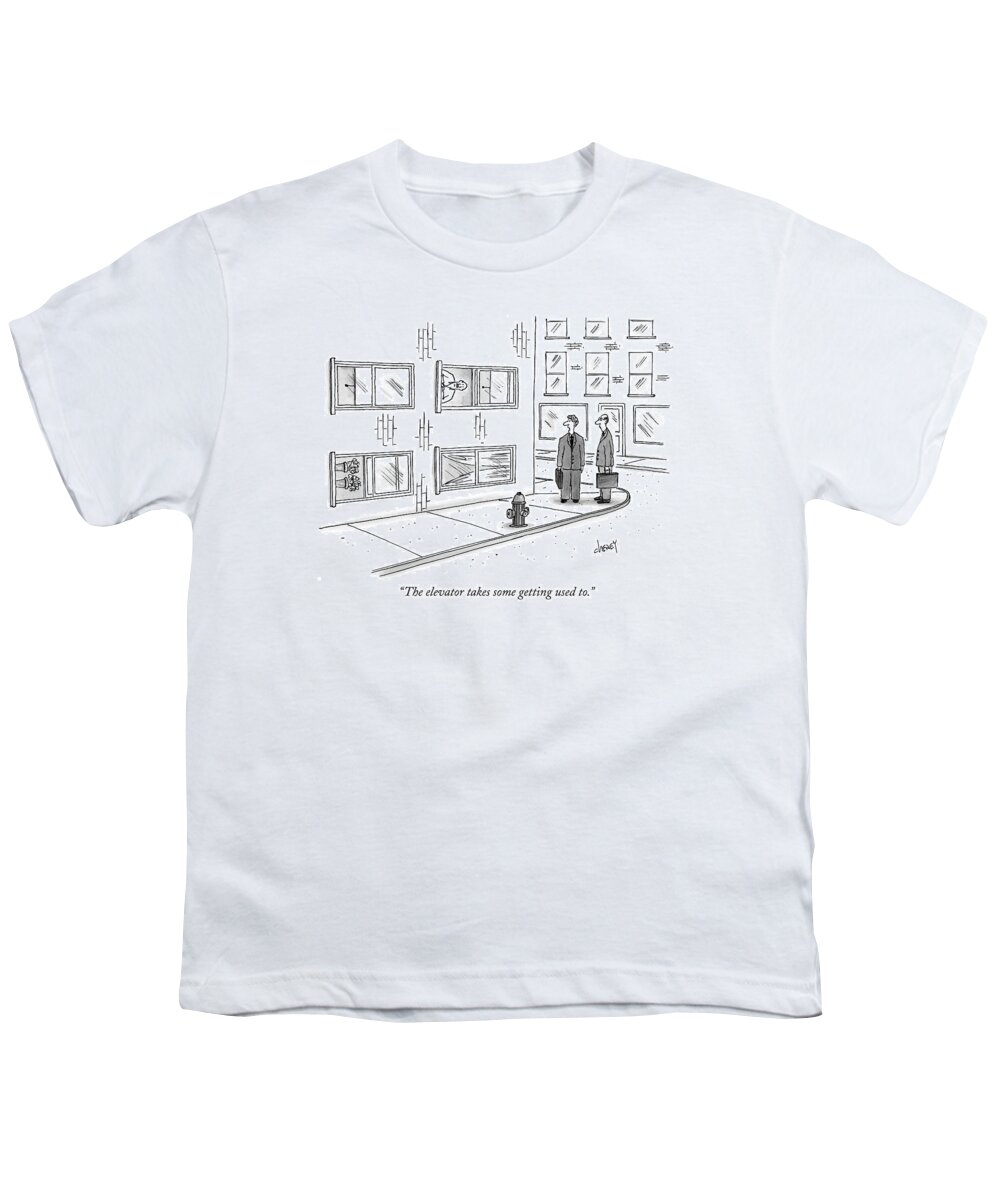 Building Youth T-Shirt featuring the drawing Building Is Sideways by Tom Cheney
