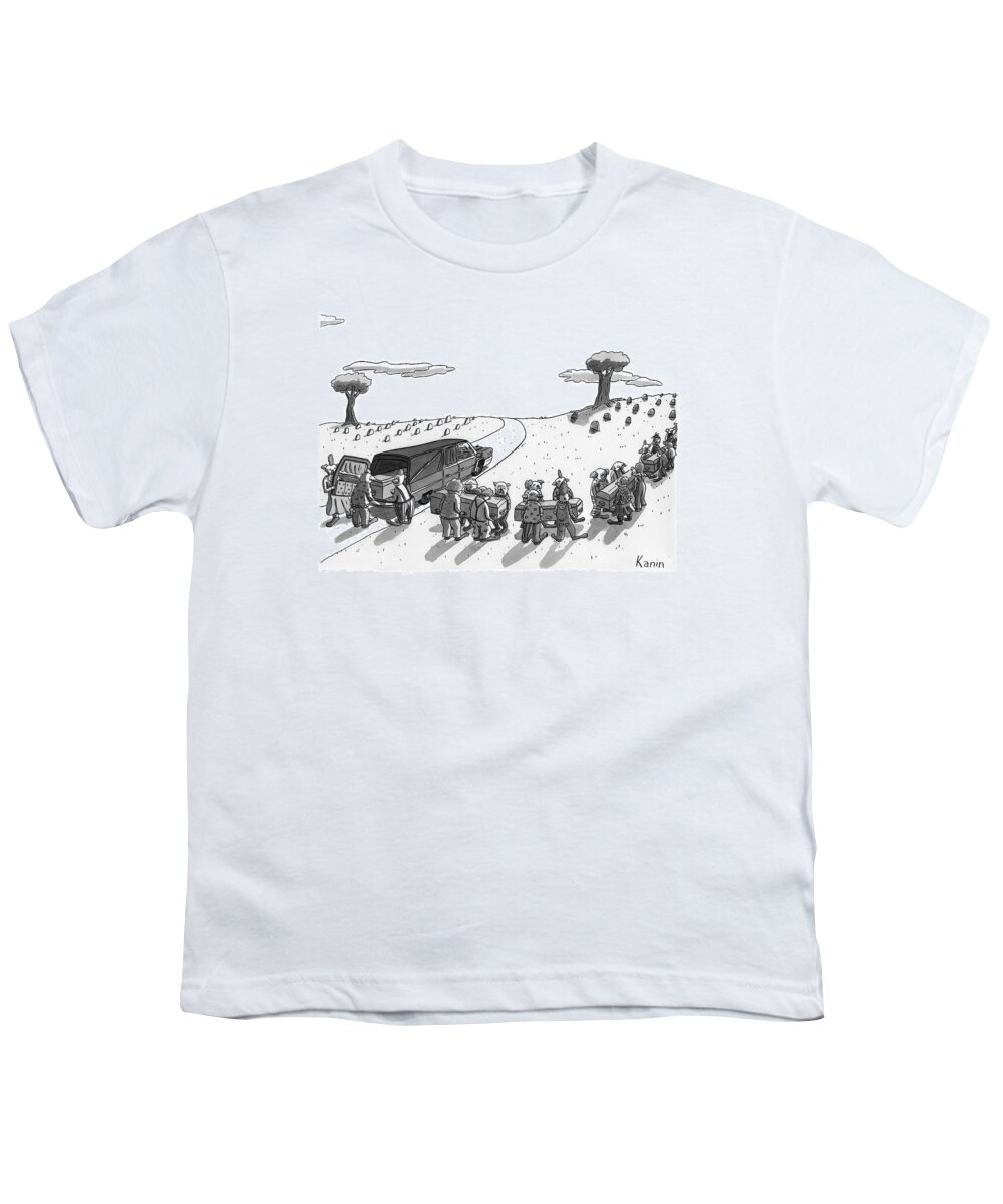 Funeral Youth T-Shirt featuring the drawing Captionless. In A Cemetery by Zachary Kanin