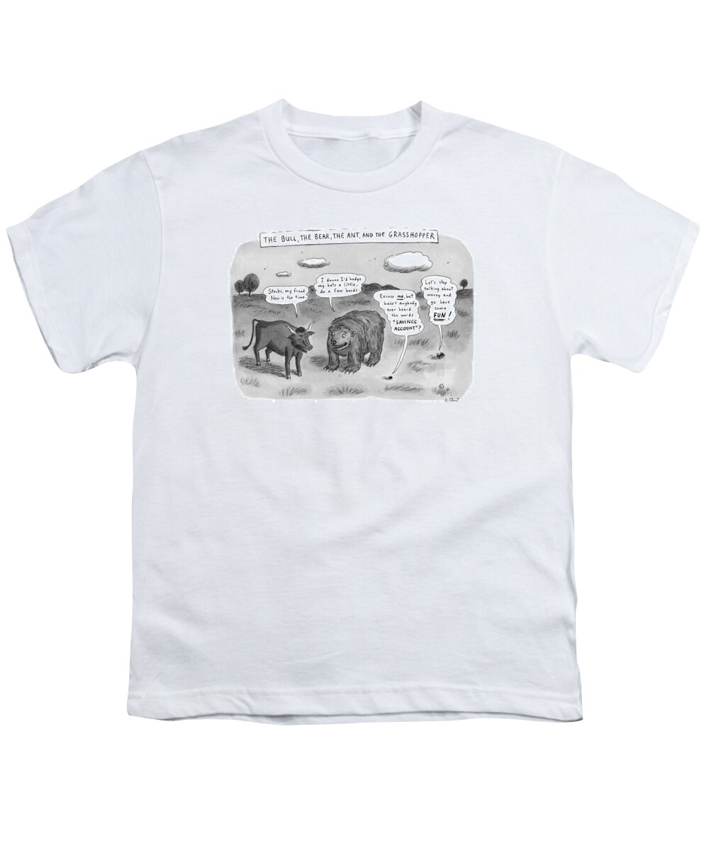 Stock Market Youth T-Shirt featuring the drawing Captionless
The Bull by Roz Chast