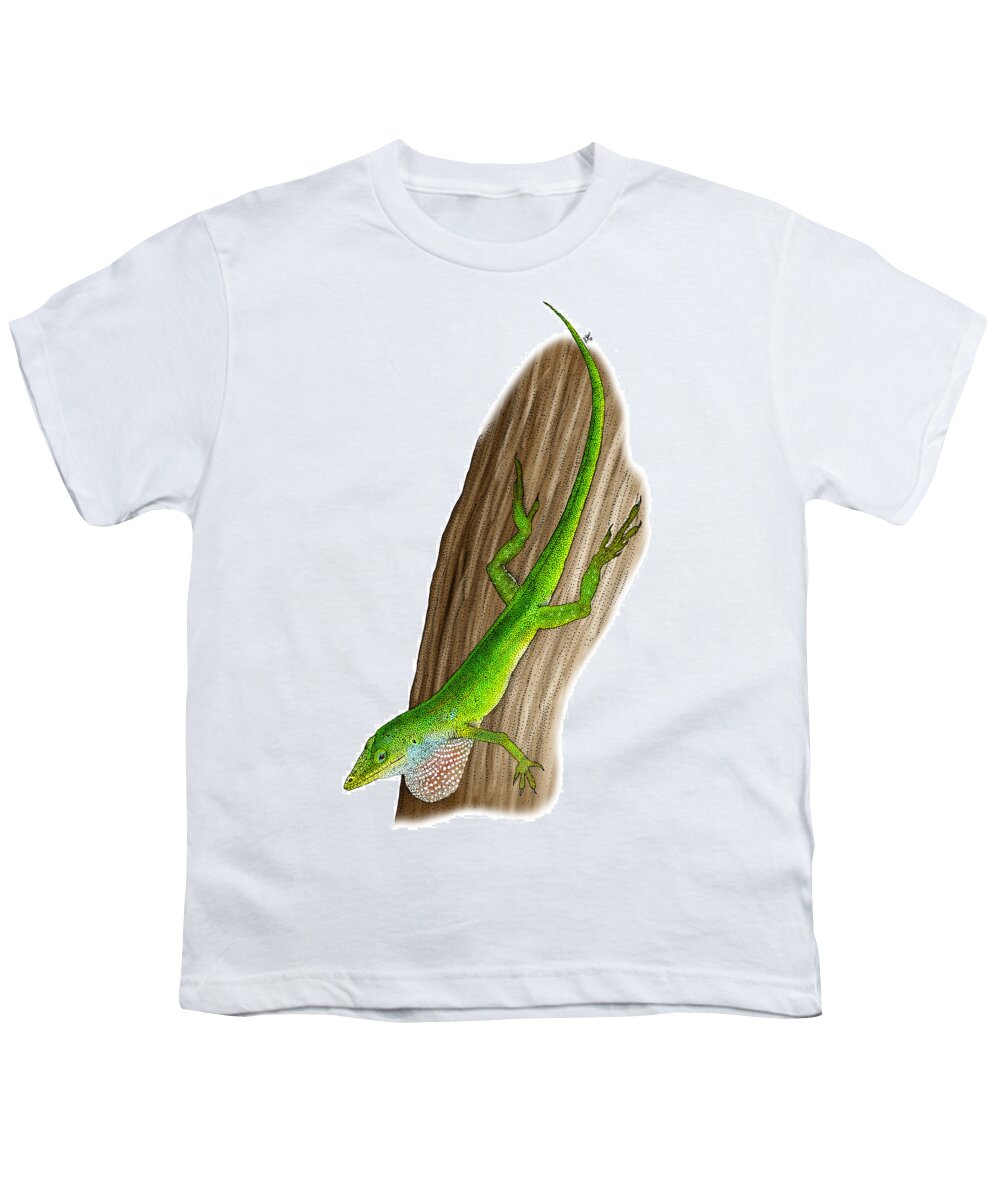 Green Anole Youth T-Shirt featuring the photograph Carolina Anole by Roger Hall