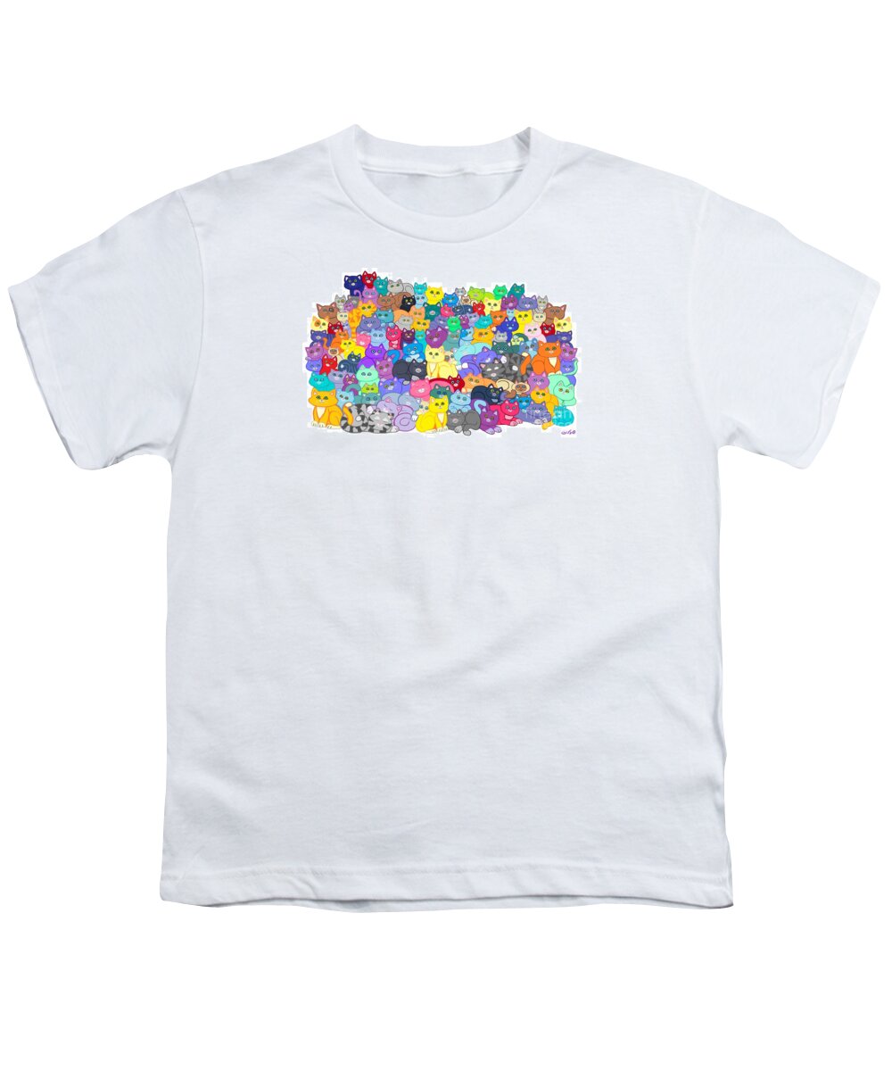 Cat Youth T-Shirt featuring the painting CATastrophy by Nick Gustafson