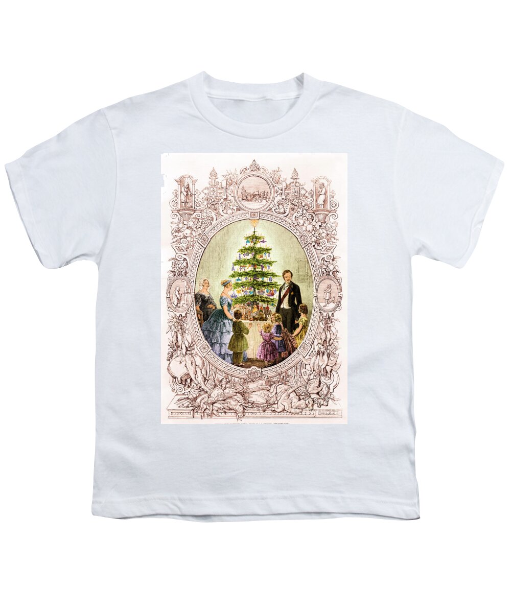 Holiday Youth T-Shirt featuring the photograph Christmas Tree At Windsor Castle 1848 by Photo Researchers