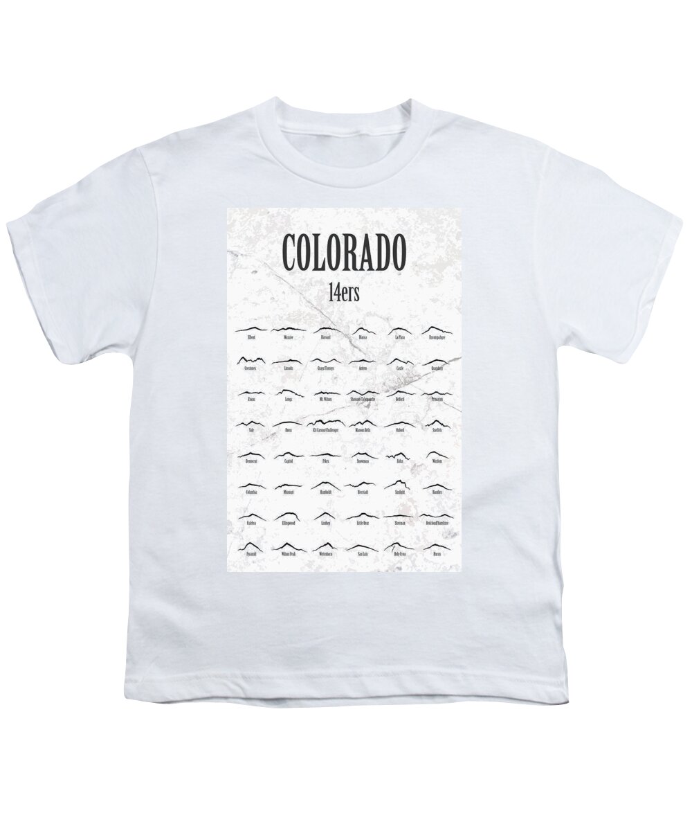 Colorado Youth T-Shirt featuring the photograph Colorado 14er List by Aaron Spong