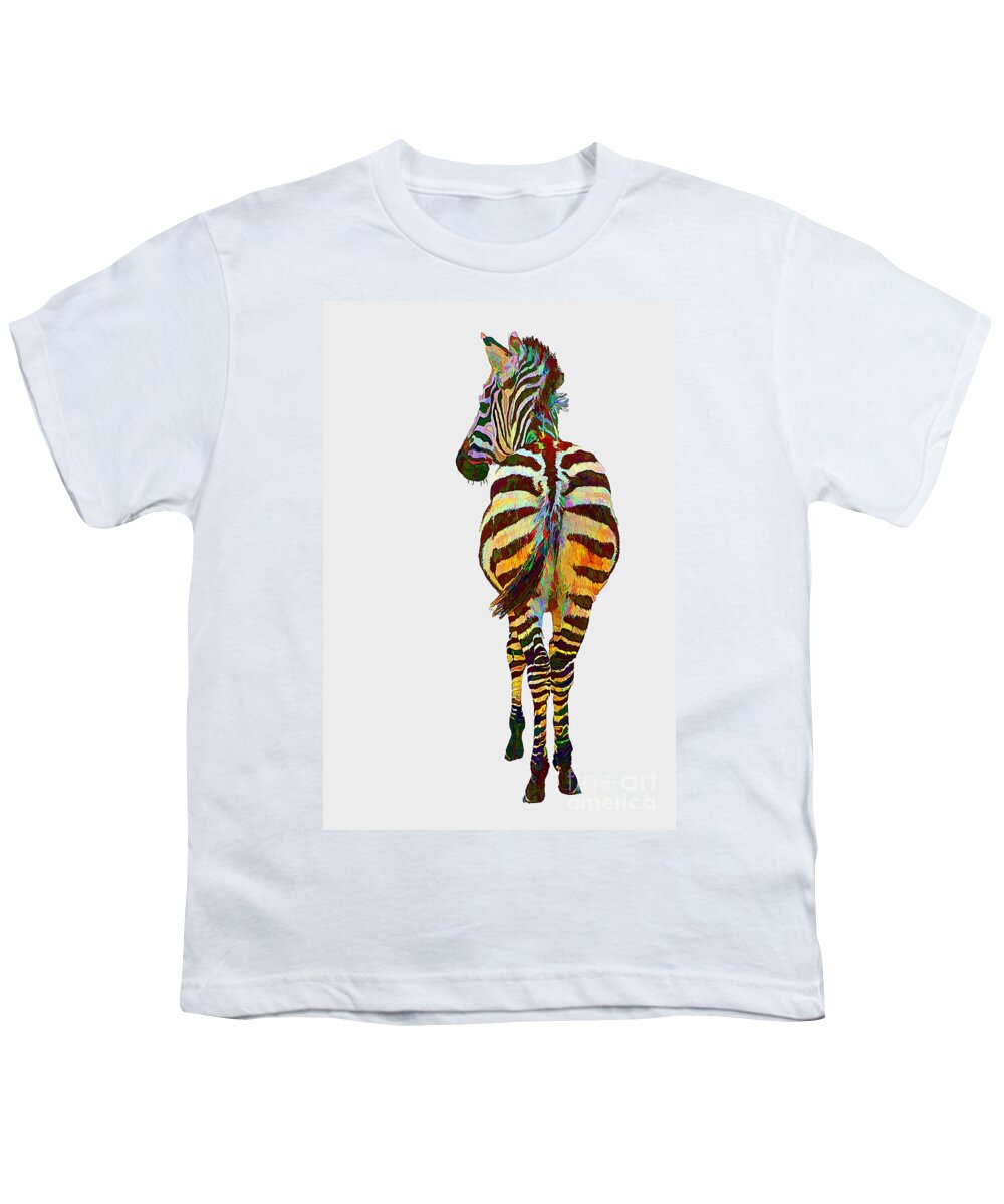Animal Youth T-Shirt featuring the mixed media Colorful Zebra by Teresa Zieba