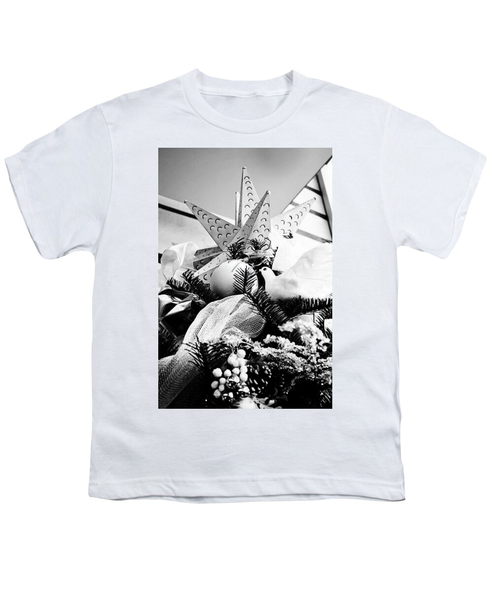 Christmas Youth T-Shirt featuring the photograph Corporate Tree in Black and White by Michael Porchik