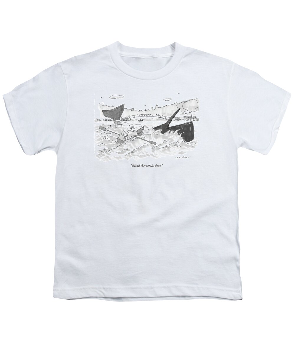 Whale Youth T-Shirt featuring the drawing Couple In A Rowboat In Central Park Lake Row by Michael Crawford