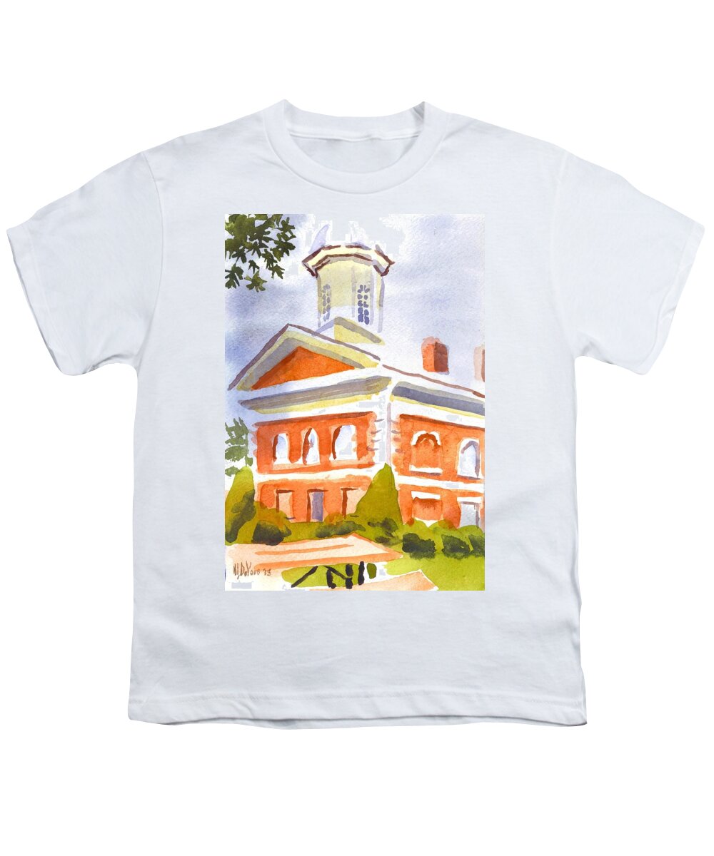 Courthouse With Picnic Table Youth T-Shirt featuring the painting Courthouse with Picnic Table by Kip DeVore
