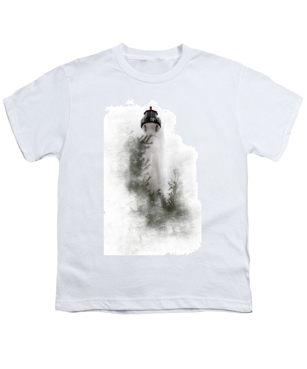 Evie Youth T-Shirt featuring the photograph Crisp Point Lighthouse Michigan by Evie Carrier