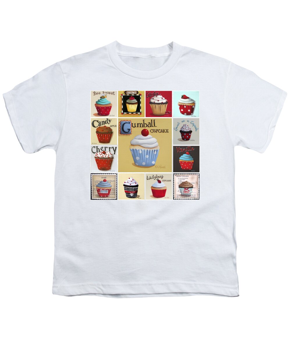 Art Youth T-Shirt featuring the painting Cupcake Collage by Catherine Holman