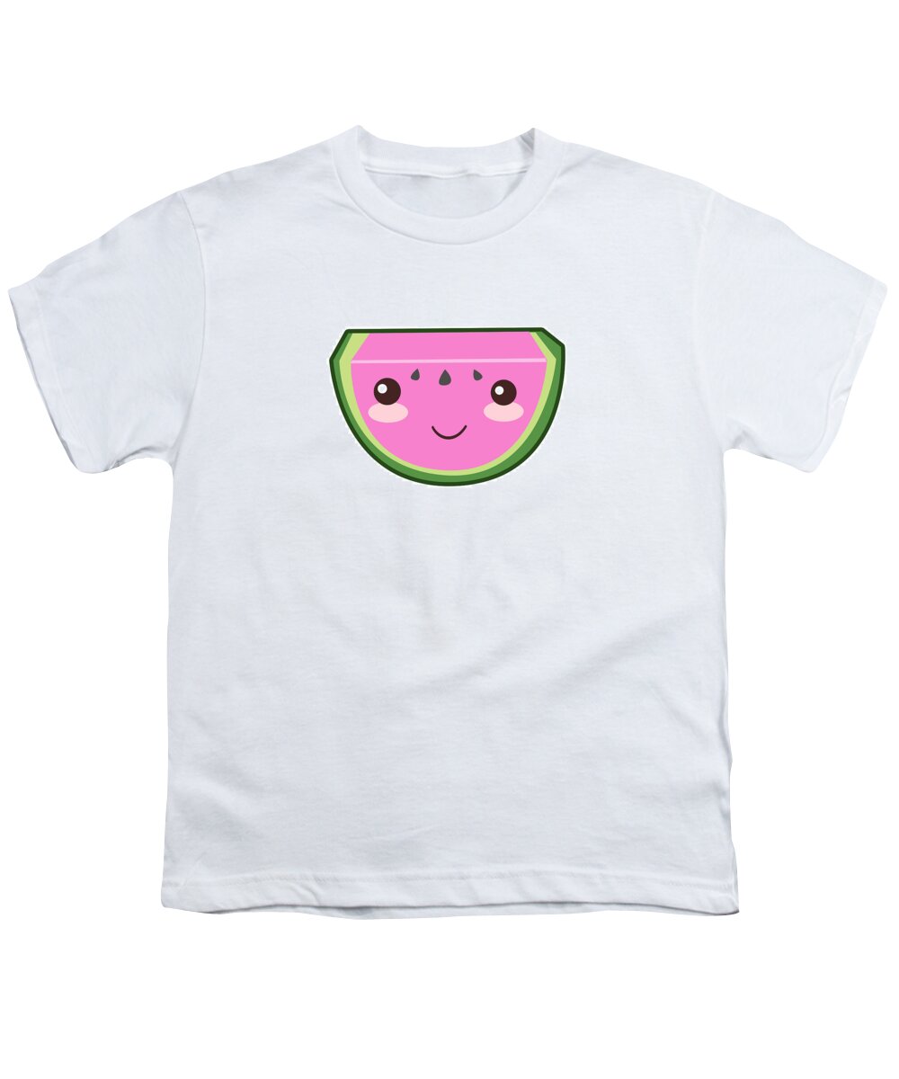 Watermelon Youth T-Shirt featuring the digital art Cute Watermelon Illustration by Pati Photography
