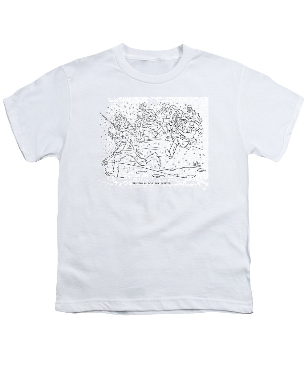 111630 Gpr George Price Youth T-Shirt featuring the drawing Digging In For The Winter by George Price