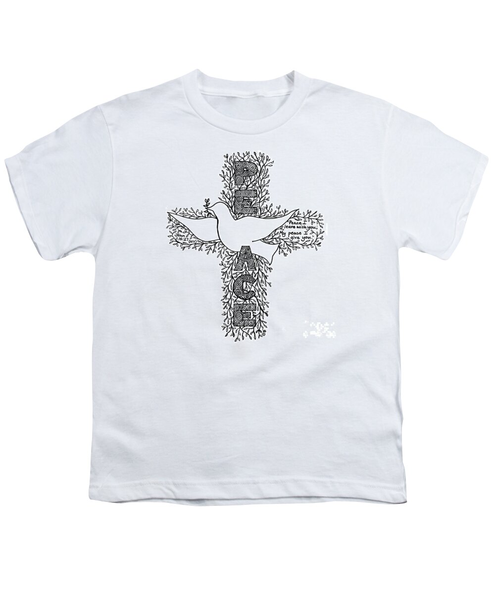 Leigh Eldred Youth T-Shirt featuring the mixed media Dove Cross by Leigh Eldred