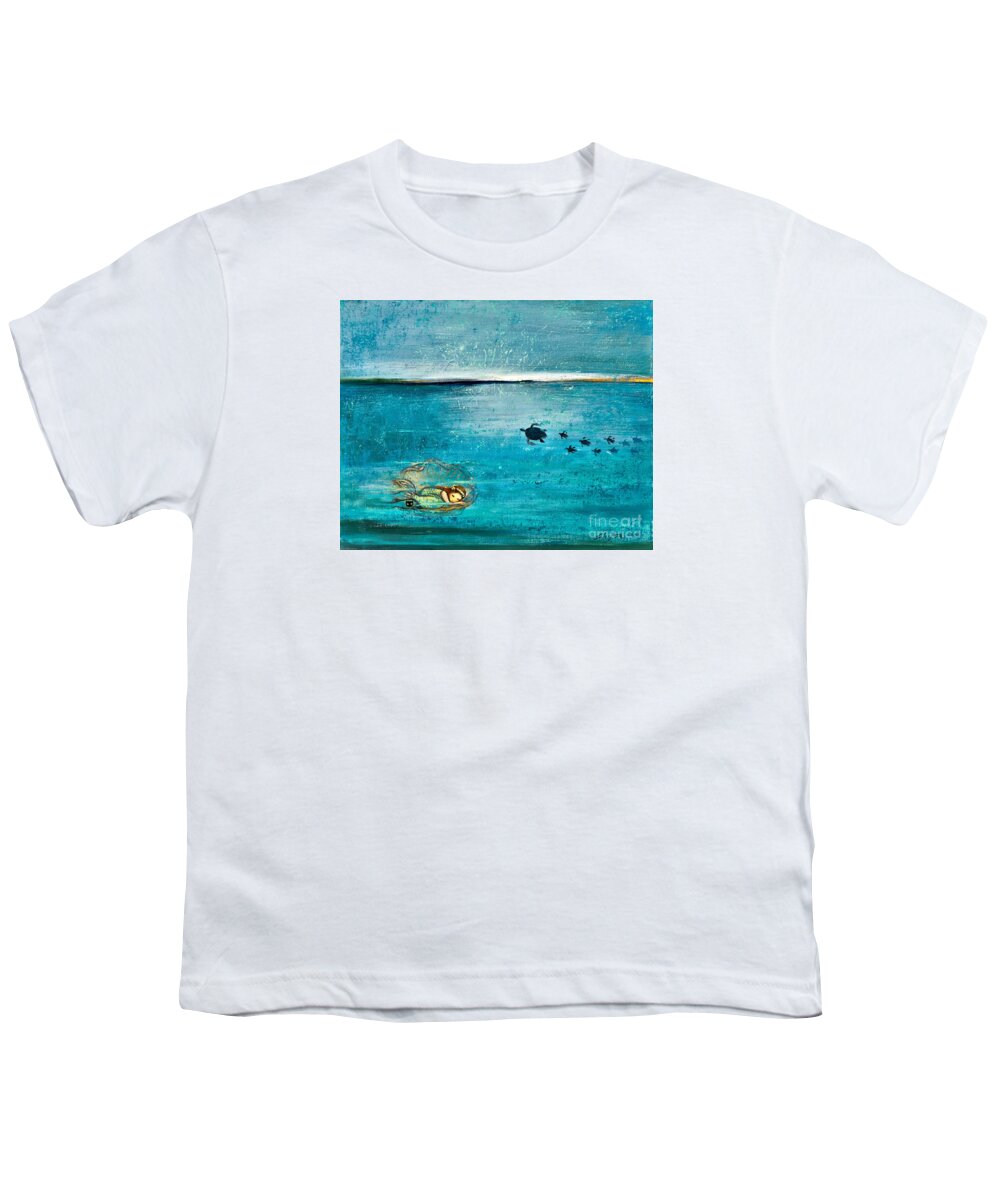 Mermaid Art Youth T-Shirt featuring the painting Dreaming Mermaid by Shijun Munns