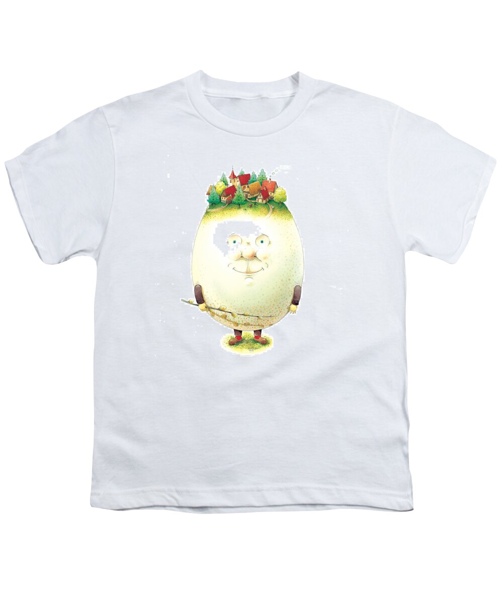 Easter Eggs Spring Green Town Youth T-Shirt featuring the painting Eastereggs 04 by Kestutis Kasparavicius