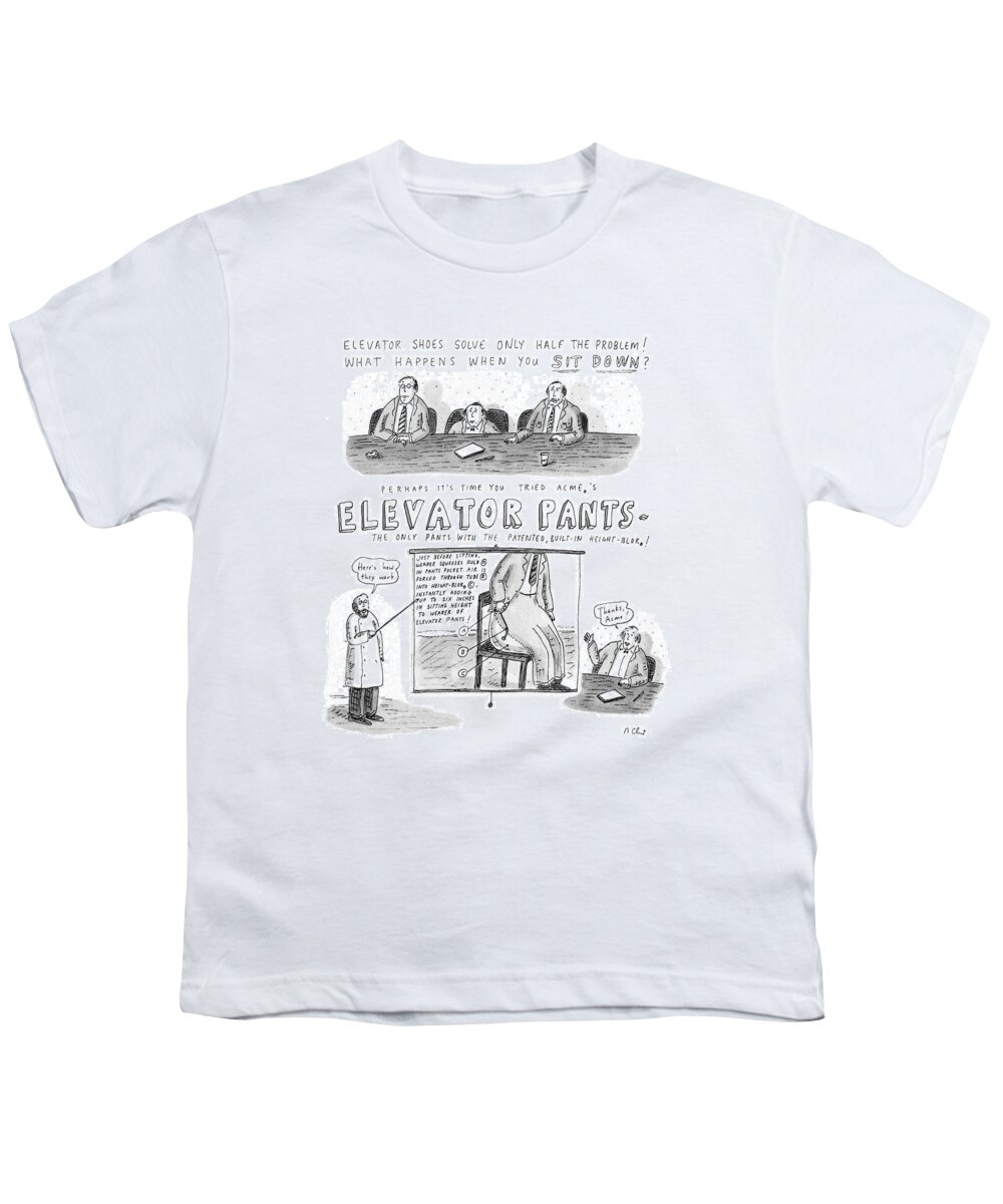 Business Youth T-Shirt featuring the drawing Elevator Pants by Roz Chast