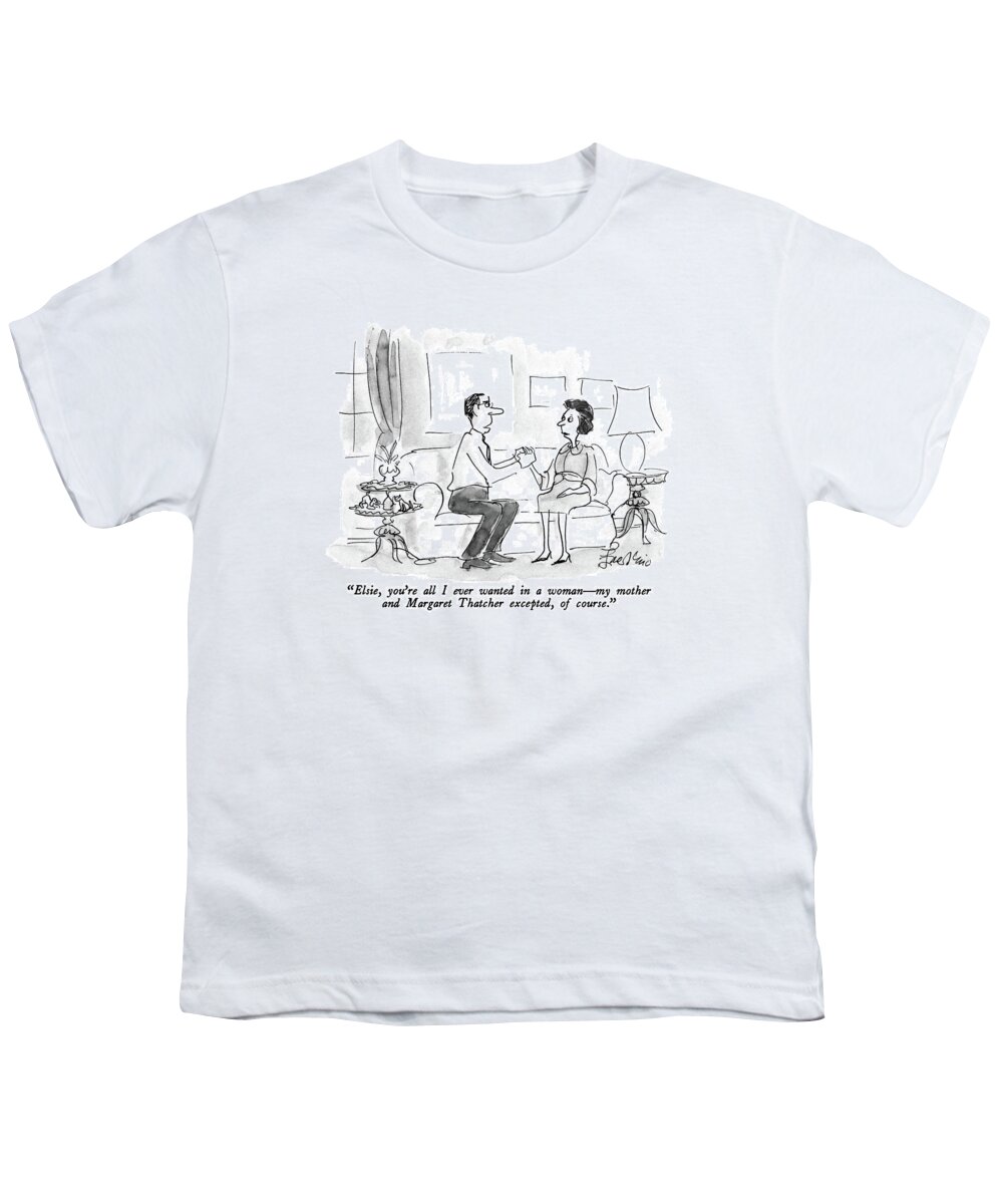 

 Man Proposing To Woman Youth T-Shirt featuring the drawing Elsie, You're All I Ever Wanted In A Woman - by Edward Frascino