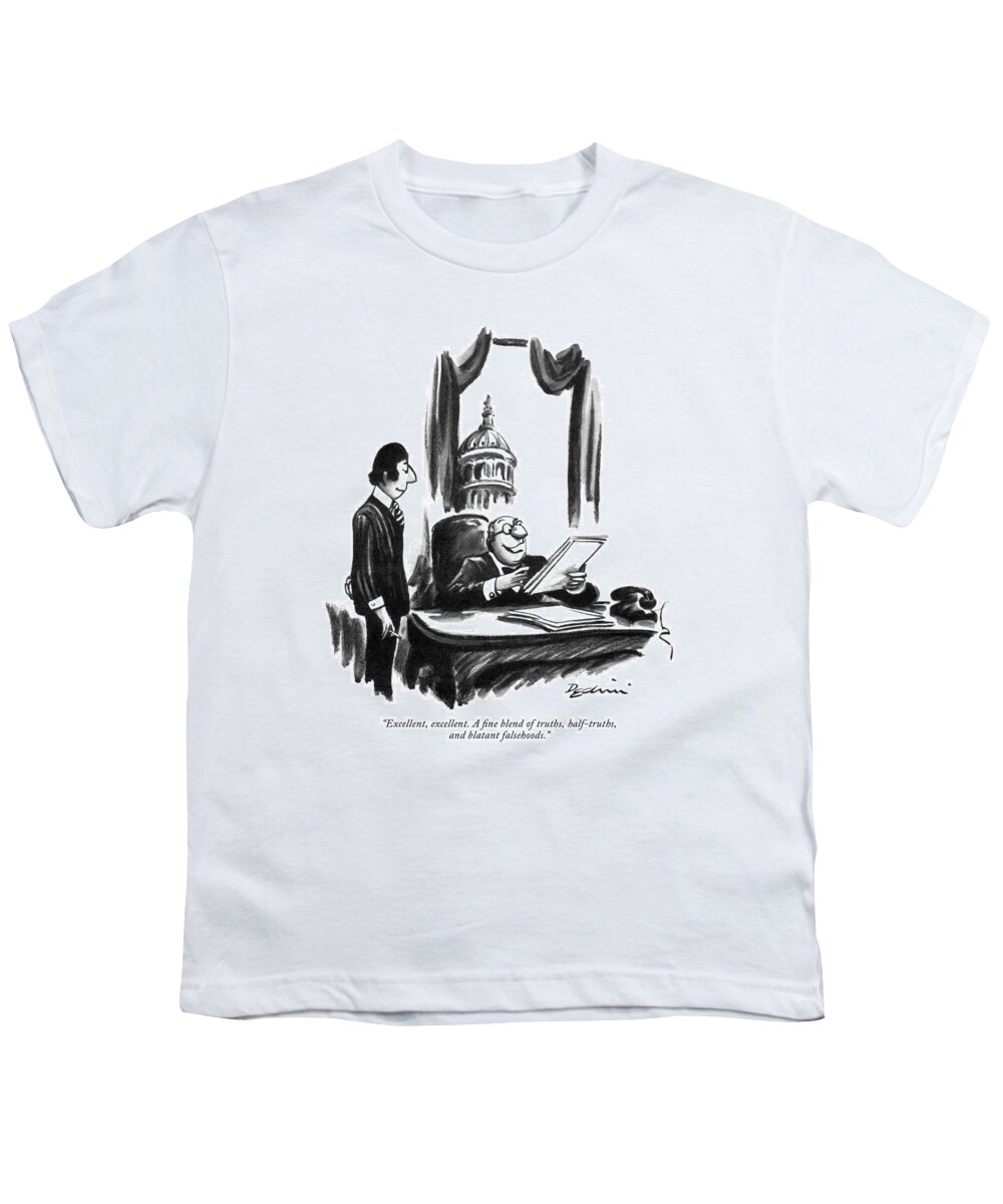 77106 Ede Eldon Dedini (man To Speechwriter In Washington Youth T-Shirt featuring the drawing Excellent, Excellent. A ?ne Blend Of Truths by Eldon Dedini