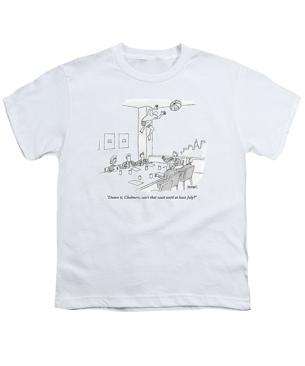 Meetings Youth T-Shirt featuring the drawing Executives Sitting Around A Conference Table by Jack Ziegler